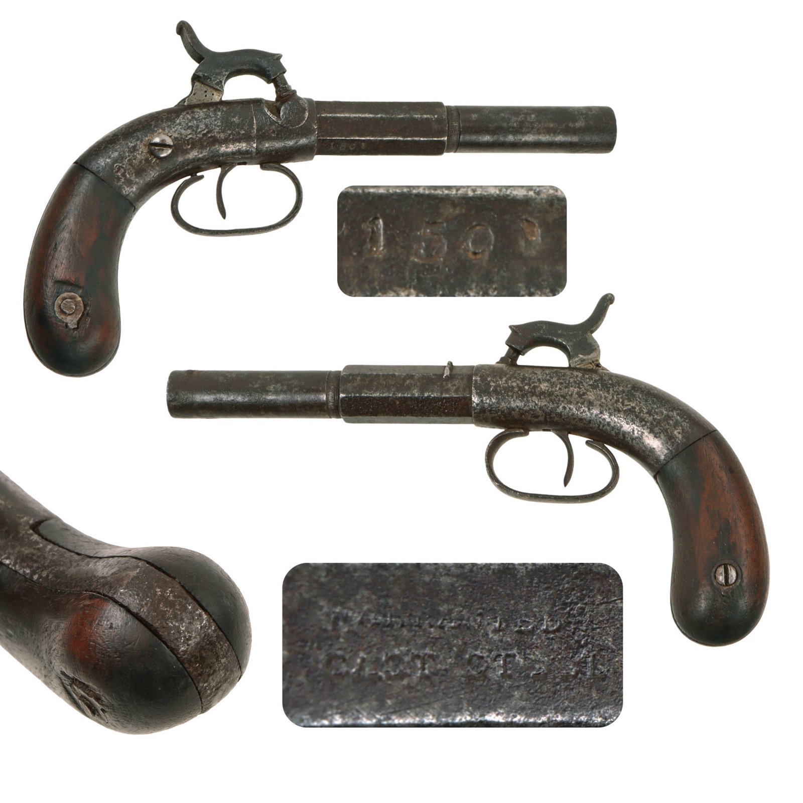 Original U.S. Single Shot Percussion Boot Pistol marked New York Circa 1850 - Serial 150