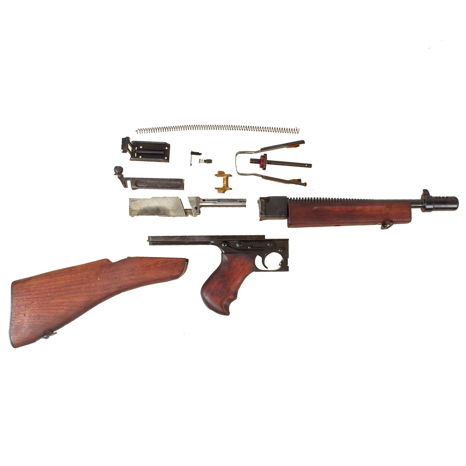 Original U.S. WWII Thompson M1928A1 SMG Complete Parts Set with Knurled Actuator and Lyman Adjustable Sight (No Receiver)