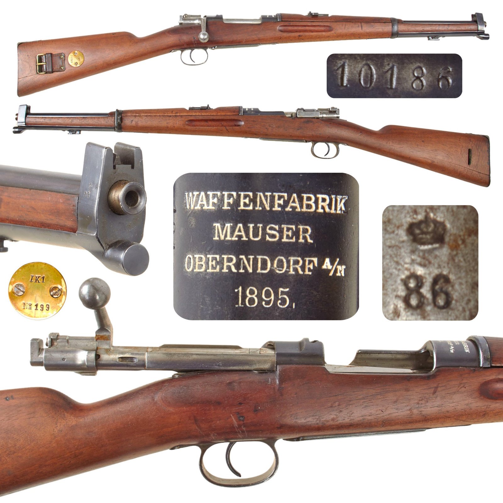 Original Swedish Mauser m/1894-14 Carbine by Waffenfabrik Mauser Dated 1895 with Bayonet Lug - Matching Serial 10186