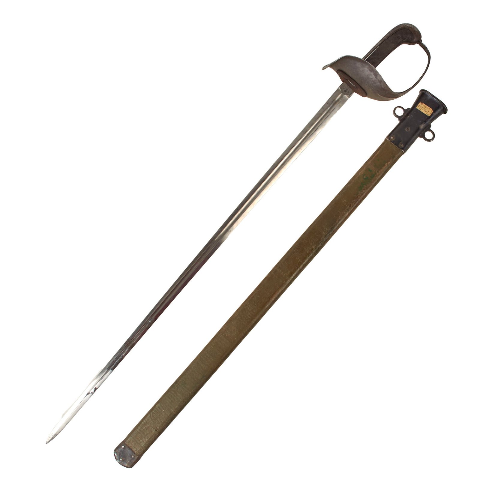Original U.S. WWI Model 1913 Cavalry Saber Patton Sword by Springfield Armory with Scabbard - Dated 1914 - Rare Maker