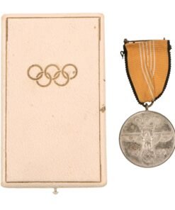 Original German WWII 1936 Berlin Summer Olympic Games Medal with Ribbon in Presentation Case