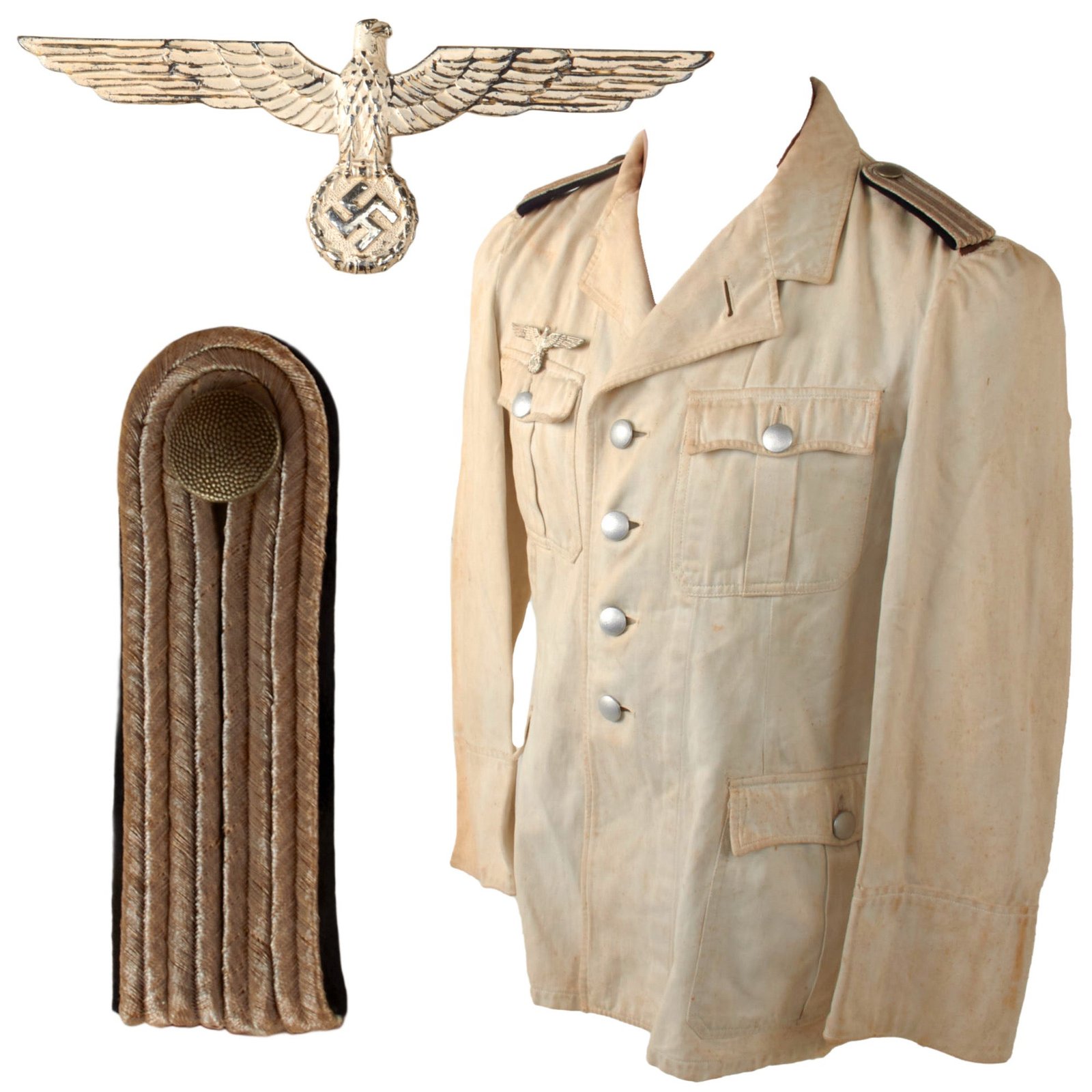 Original German WWII Heer Army Pioneer Combat Engineer Leutnant Summer White Uniform Tunic