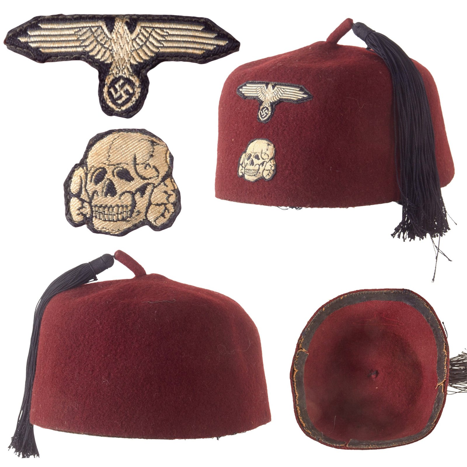 Original German WWII 13th Waffen SS Mountain Division Handschar M43 Foreign Volunteer Maroon Parade Fez with Tassel and Sweatband