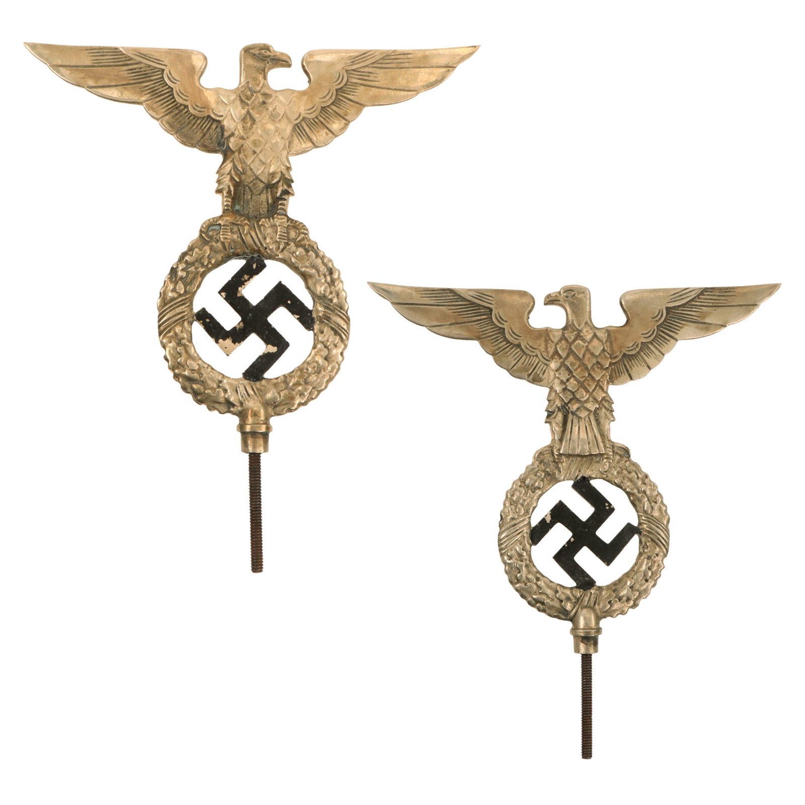 Original German WWII NSDAP National Socialist Party First Pattern Flag Pole Finial "Topper" - Plated Nickel Silver