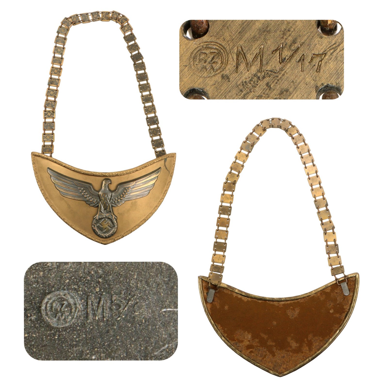 Original German WWII NSDAP Political Leader Standard Bearer Gorget with Chain by F. W. Assmann & Söhne of Lüdenscheid