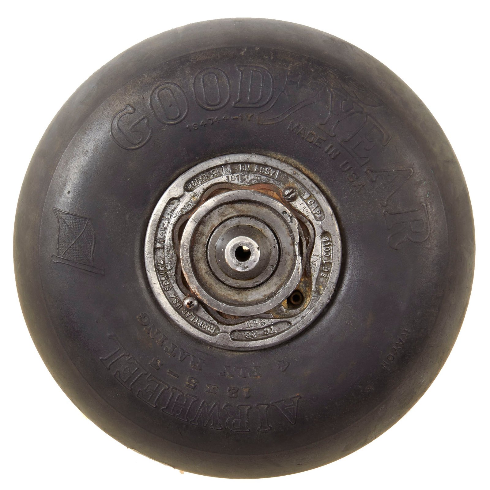 Original U.S. WWII Era Goodyear Model 3LN “Airwheel” Aircraft Rear Tire with Markings