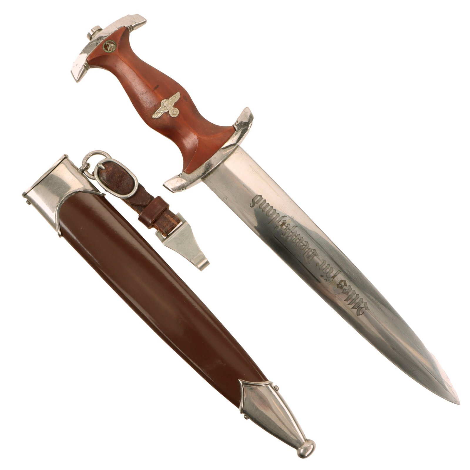 Original German WWII Excellent 1938 Dated Transitional SA Dagger by J.A. Henckels with Scabbard and Hanger - RZM M7/10