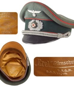 Original German WWII Named Heer Army Artillery Officer Schirmmütze Visor Crush Cap by EREL Extra - Double Marked