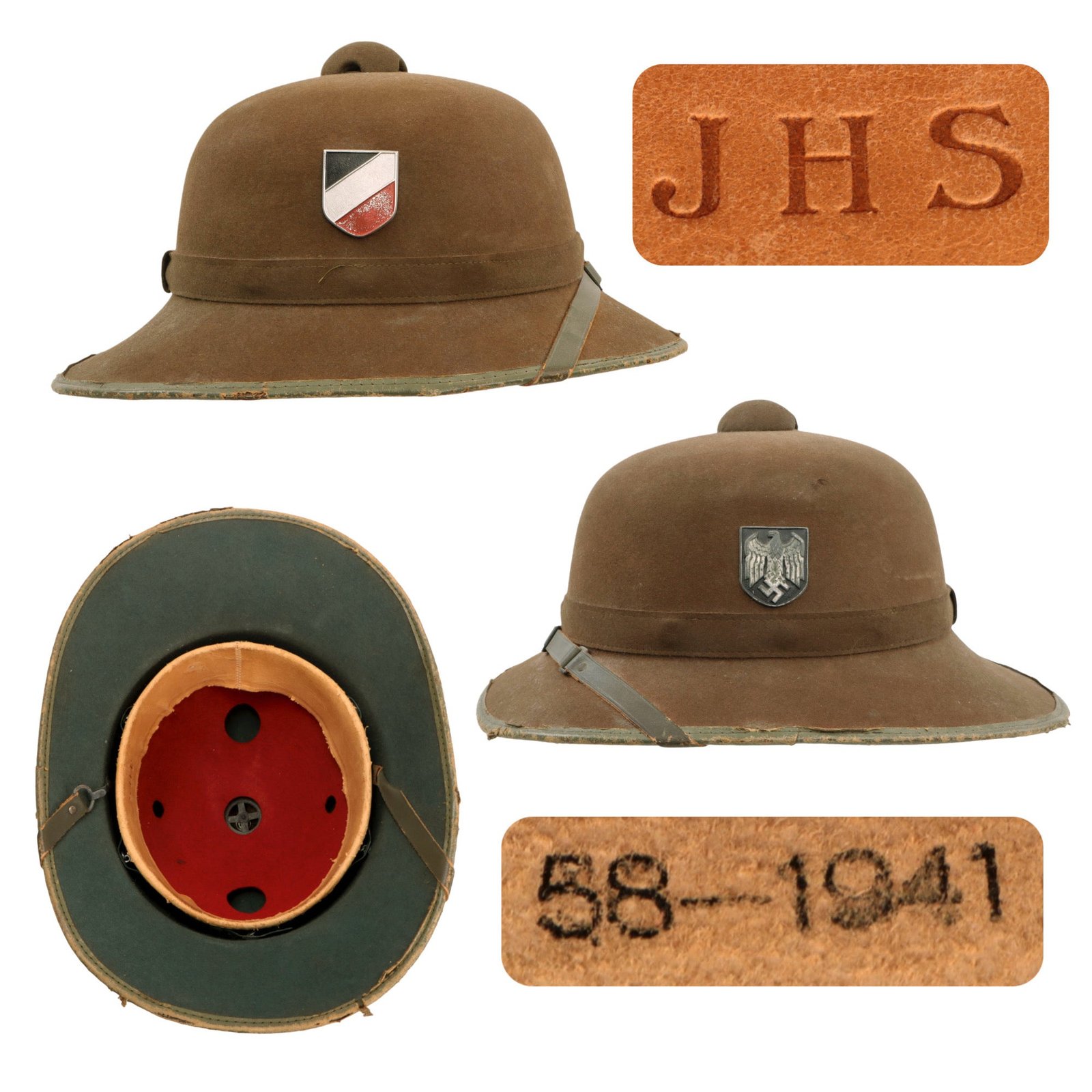 Original German WWII 1941 Dated 2nd Model Afrikakorps DAK Sun Helmet by J. H. Soffel - Size 58cm