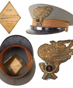 Original WWII Italian 8th Bersaglieri Regiment Capitano Officer's Dress Peaked Visor Cap by Benedetti of Torino