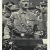 Original German WWII Der Führer Adolf with Sturmabteilung 9cm x 14cm Signed Photo Postcard - Circa 1934