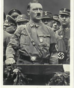 Original German WWII Der Führer Adolf with Sturmabteilung 9cm x 14cm Signed Photo Postcard - Circa 1934