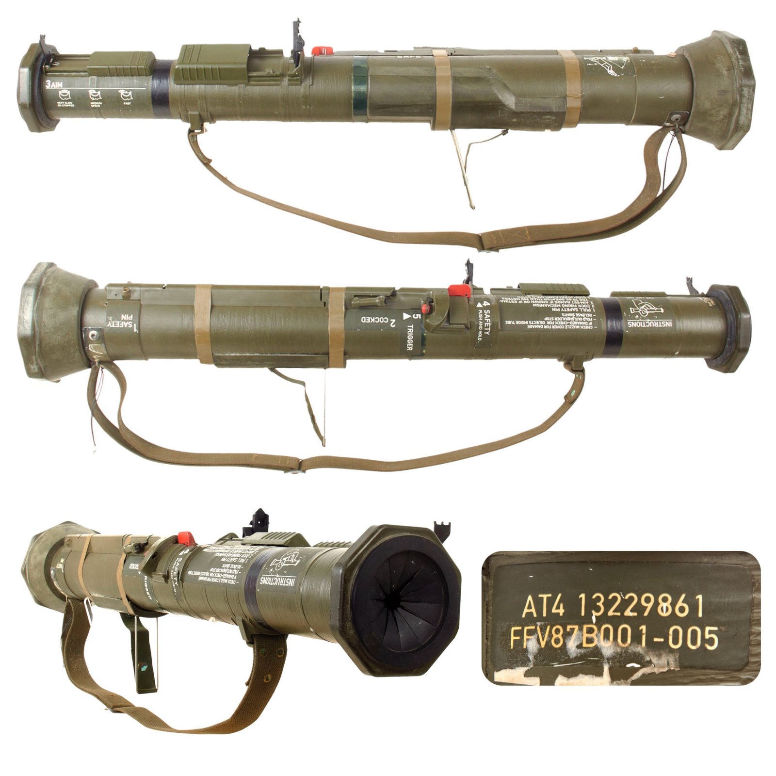 Original U.S Original U.S. M136 AT-4 Recoilless Smoothbore 84mm Anti-Tank Launcher with Sling - Inert