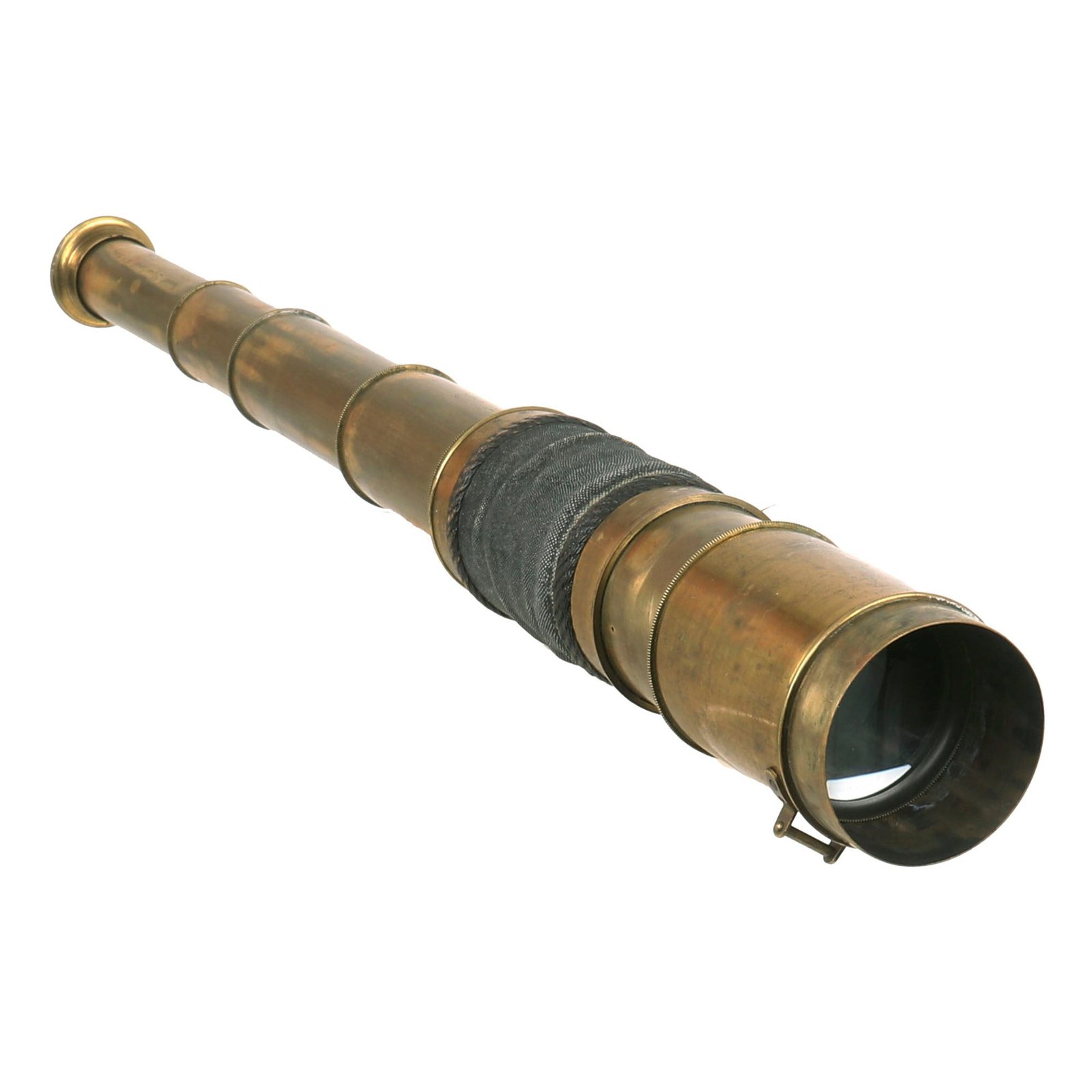 Buy Original U.S Spanish American War Era Four Draw Brass Spotting Telescope with Sharkskin Cover - Signal Department U.S. Army | Original Firearms Antique For Sale