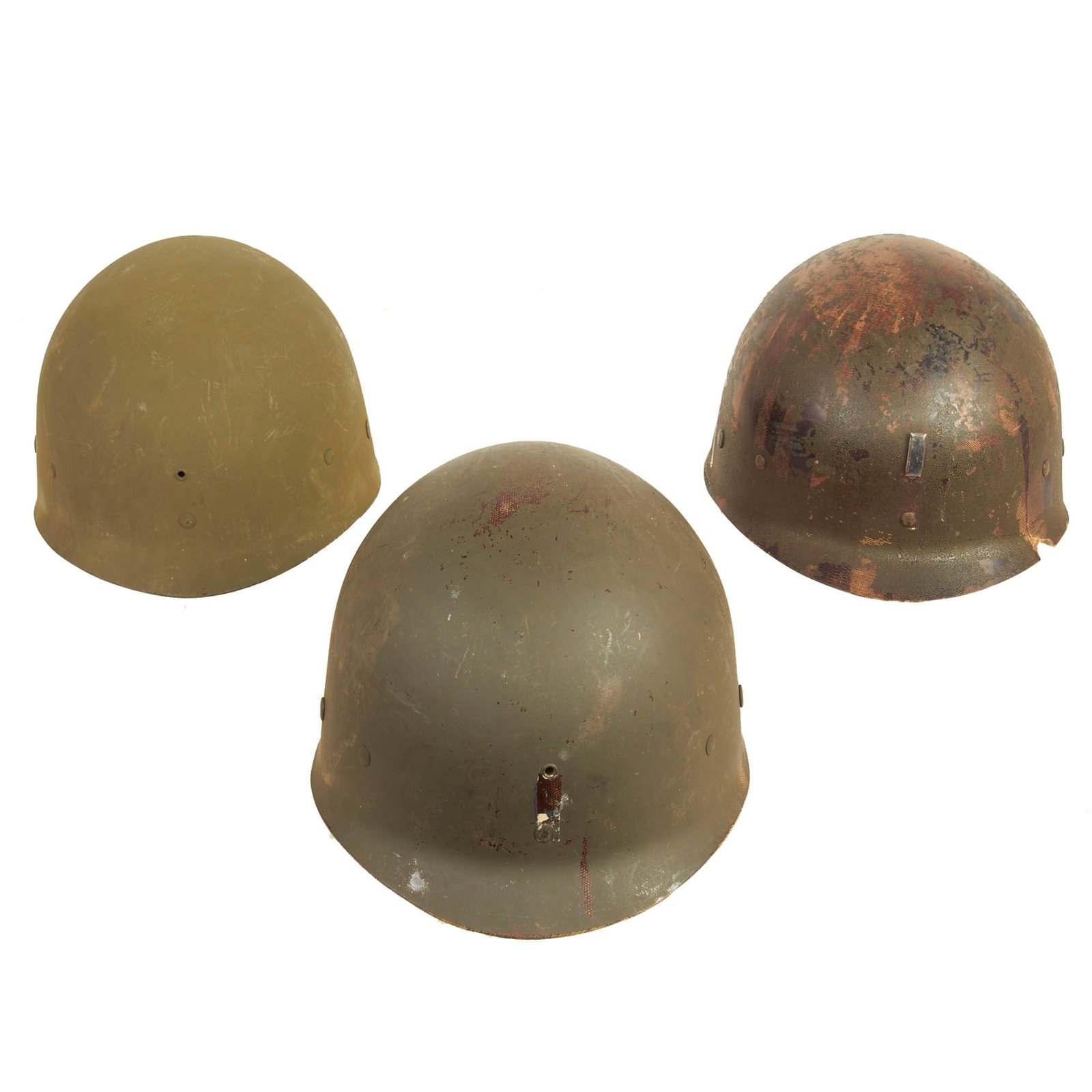 Buy Original U.S. WWII M1 Helmet Liner Grouping Featuring (1) Westinghouse With Rayon Suspension, (1) Westinghouse and (1) Firestone Liner - 3 Items | Original Firearms Antique For Sale