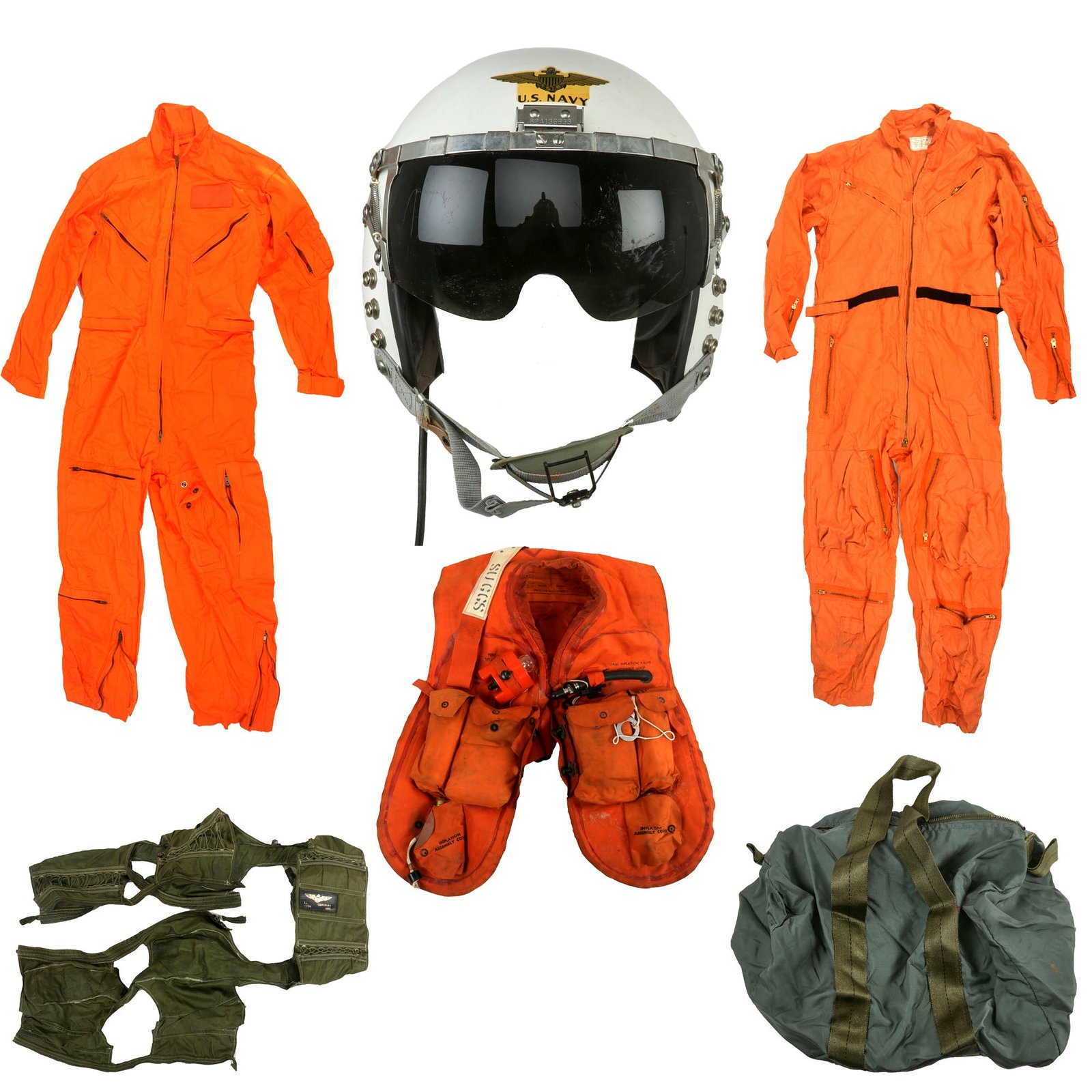 Buy Original U.S. Vietnam War Navy SPH-2 Helmet & Flight Suit Group with Vests & Accessories | Original Firearms Antique For Sale