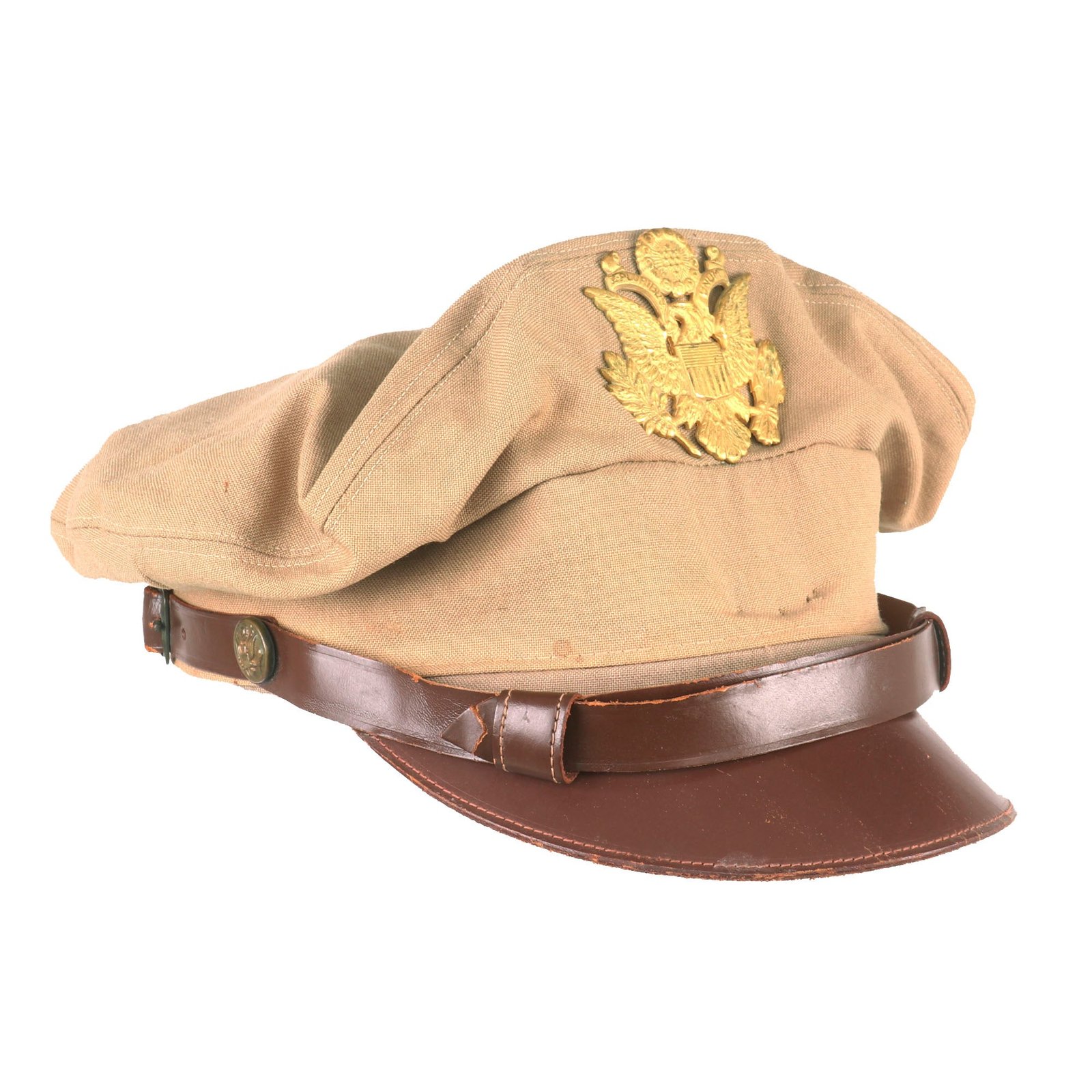 Buy Original U.S. WWII USAAF Theater-Made Officer Summer Khaki Crush Cap - Size 7 | Original Firearms Antique For Sale