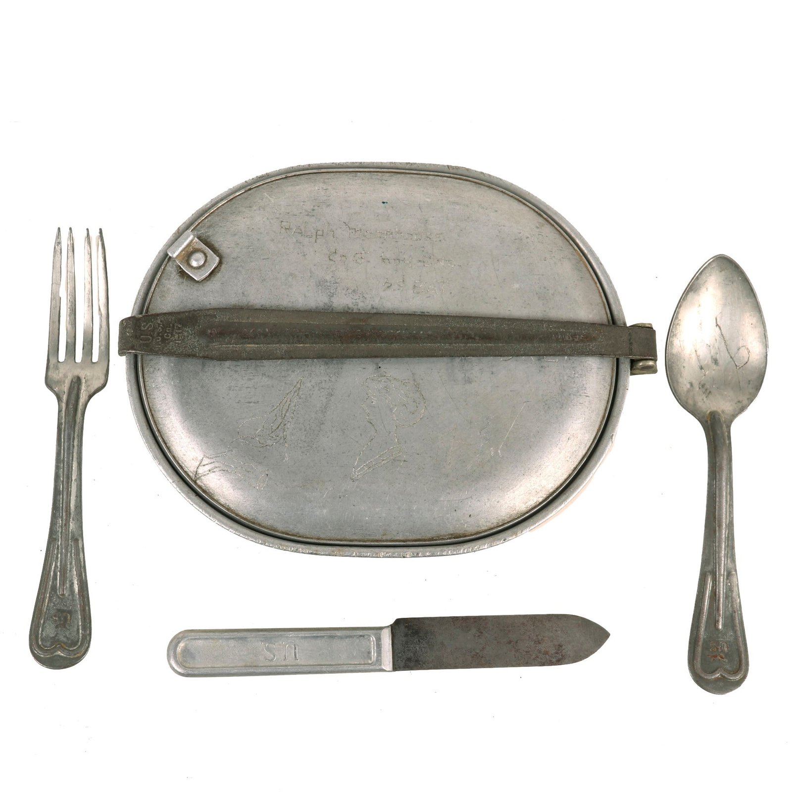 Buy Original U.S. WWI Named M1910 Mess Kit Set Named to 604th Engineer Sapper Regiment | Original Firearms Antique For Sale
