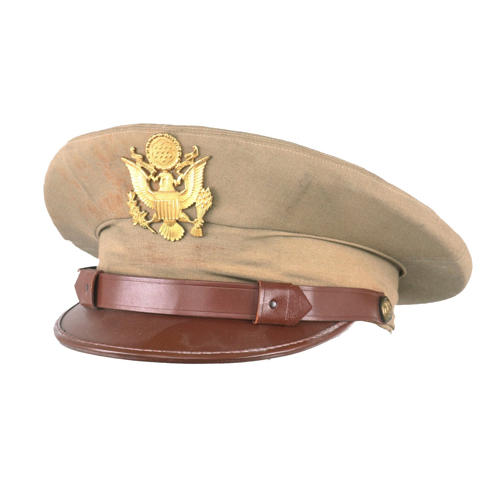 Buy Original U.S. WWII Officer’s Tan Visor Cap - Size 6⅞ | Original Firearms Antique For Sale