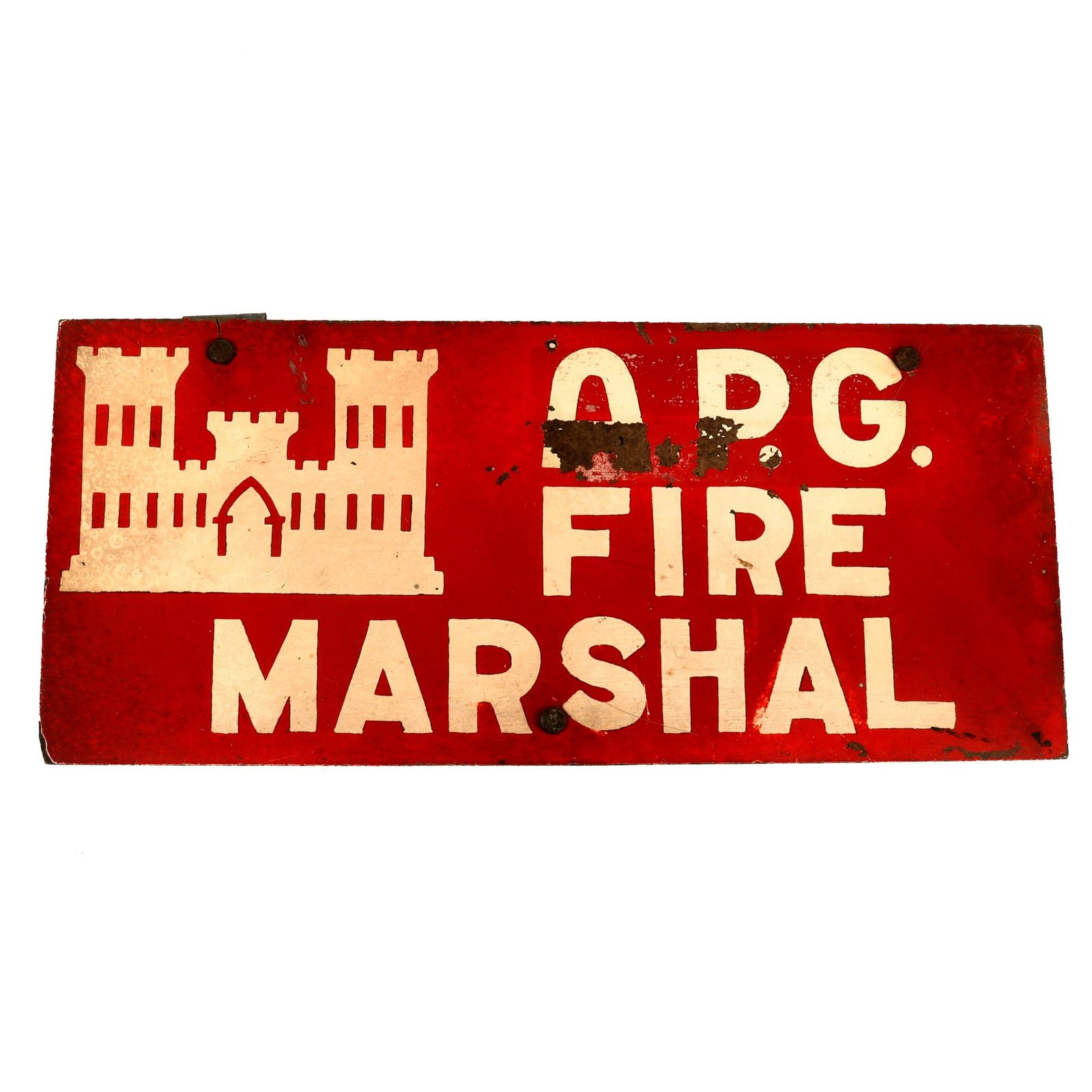 Buy Original U.S. WWII Era Aberdeen Proving Grounds Fire Marshall License Plate | Original Firearms Antique For Sale