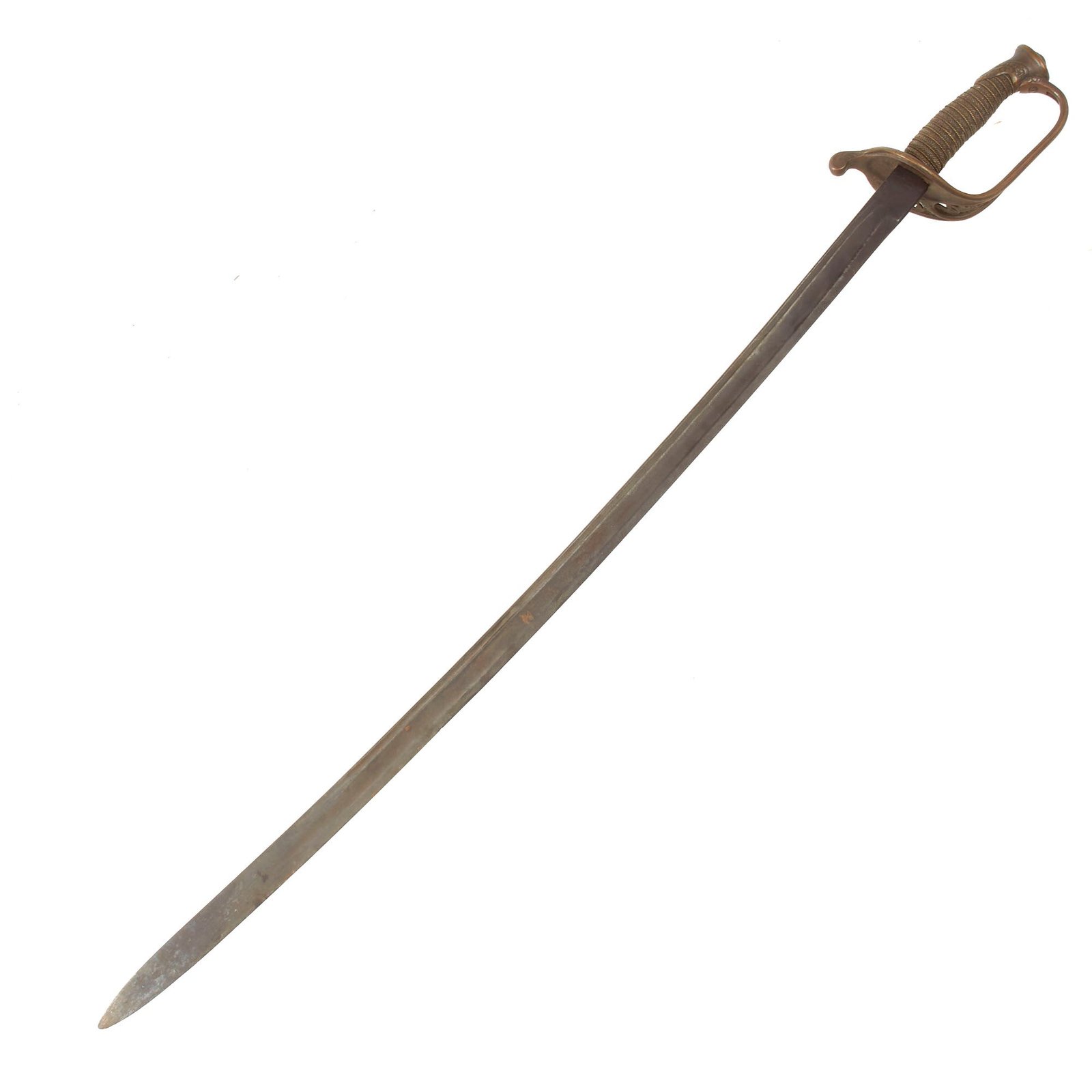 Original U.S. Civil War M1850 Foot Officer Sword with Wire-Wrapped Sharkskin Grip - Likely Imported Blade