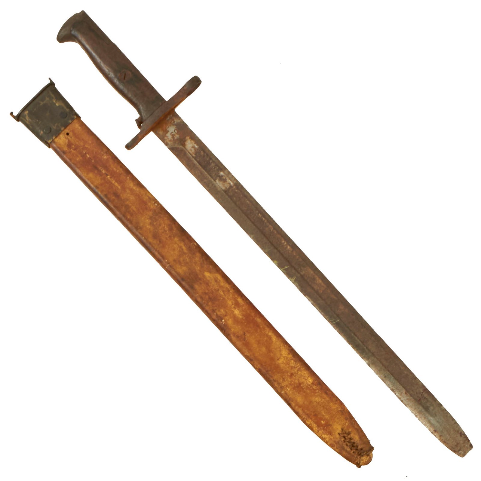Buy Original U.S. WWI M1905 Springfield 16 inch Rifle Bayonet marked S.A. with M1910 Scabbard - No Sleeve - Dated 1908 | Original Firearms Antique For Sale