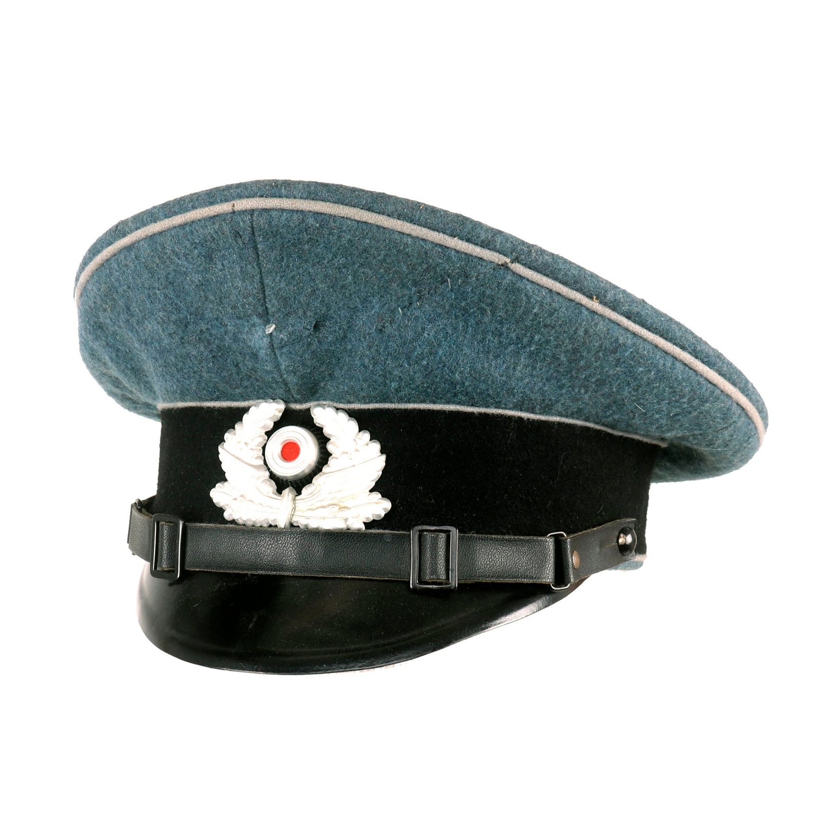 Buy Original German WWII Named DRB Bahnschutzpolizei Railway Police Visor Cap by Schellenberg - Missing Eagle | Original Firearms Antique For Sale