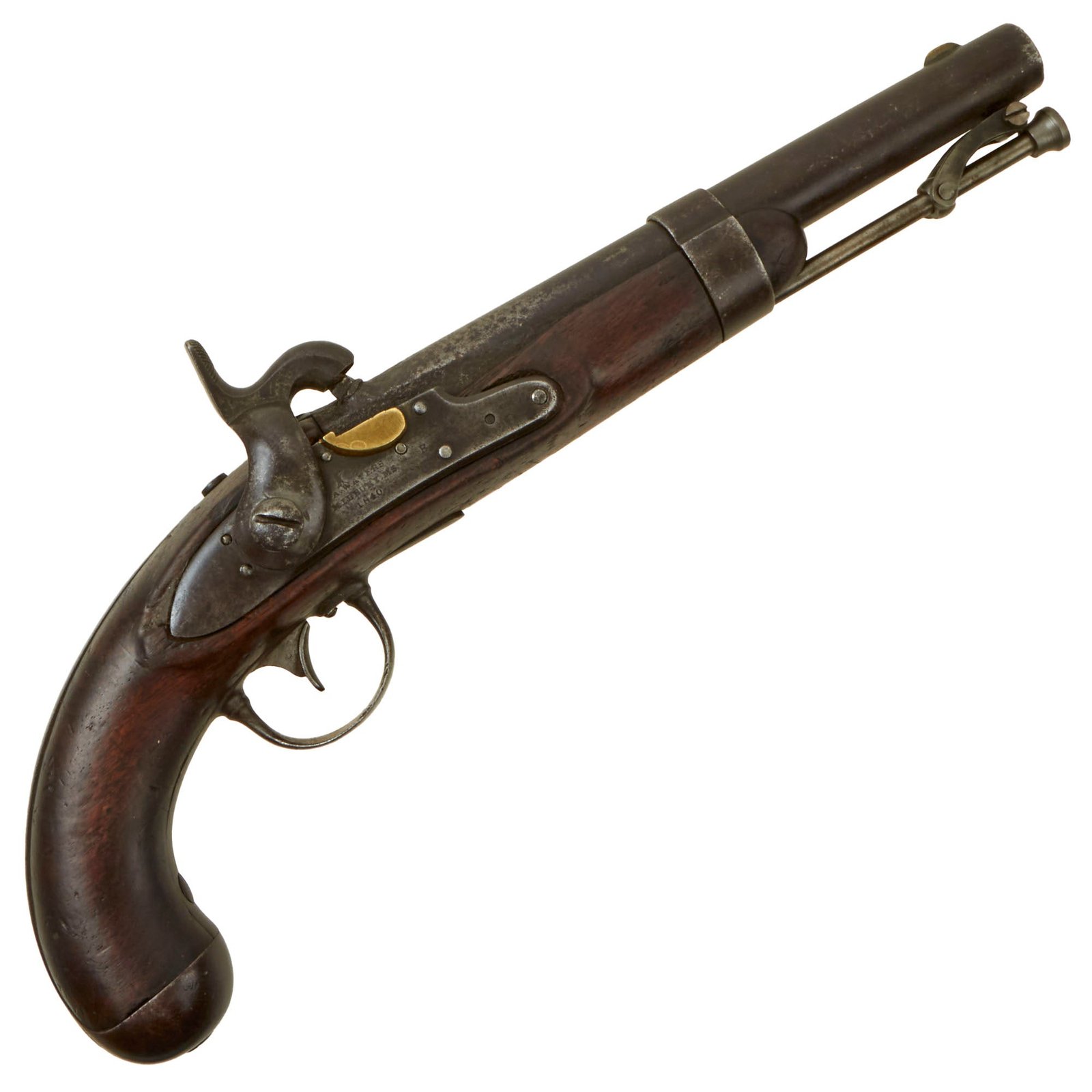 Buy Original U.S. Model 1836 Flintlock Cavalry Pistol by Asa Waters Converted to Percussion - dated 1840 | Original Firearms Antique For Sale