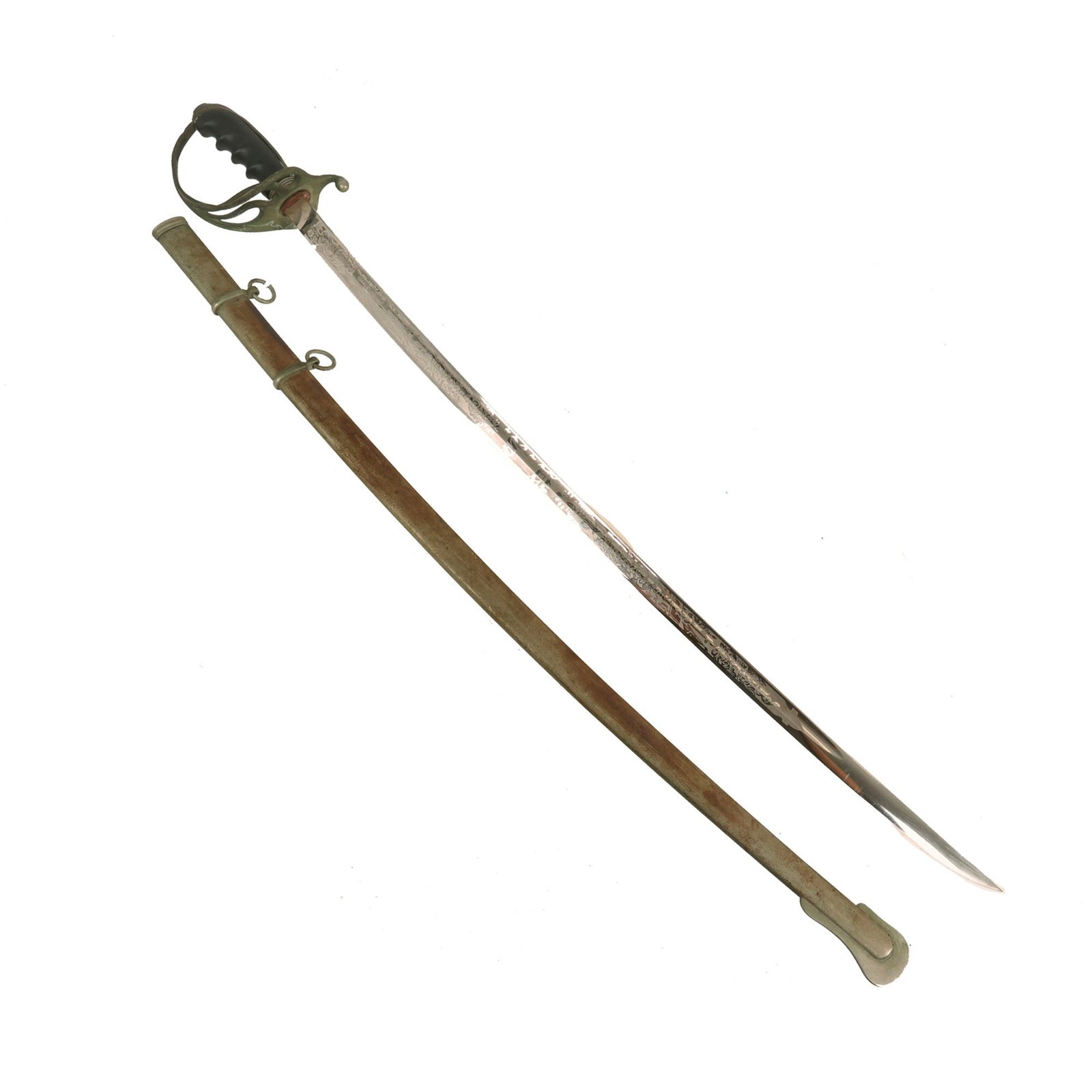 Buy Original U.S. WWI Era Model 1902 Named Army Officers Triple Etched Dress Sword with Scabbard by The Henderson Ames Co. | Original Firearms Antique For Sale