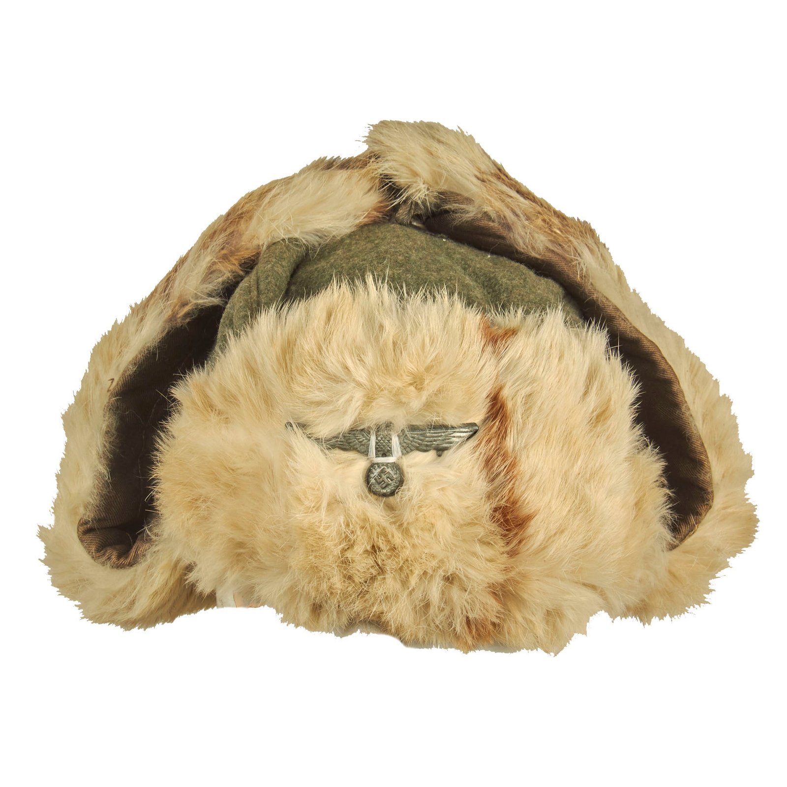 Buy Original German WWII 1943 Dated Eastern Front White Rabbit Fur Pelzmütze Winter Hat by Karl Lutz - size 57 | Original Firearms Antique For Sale
