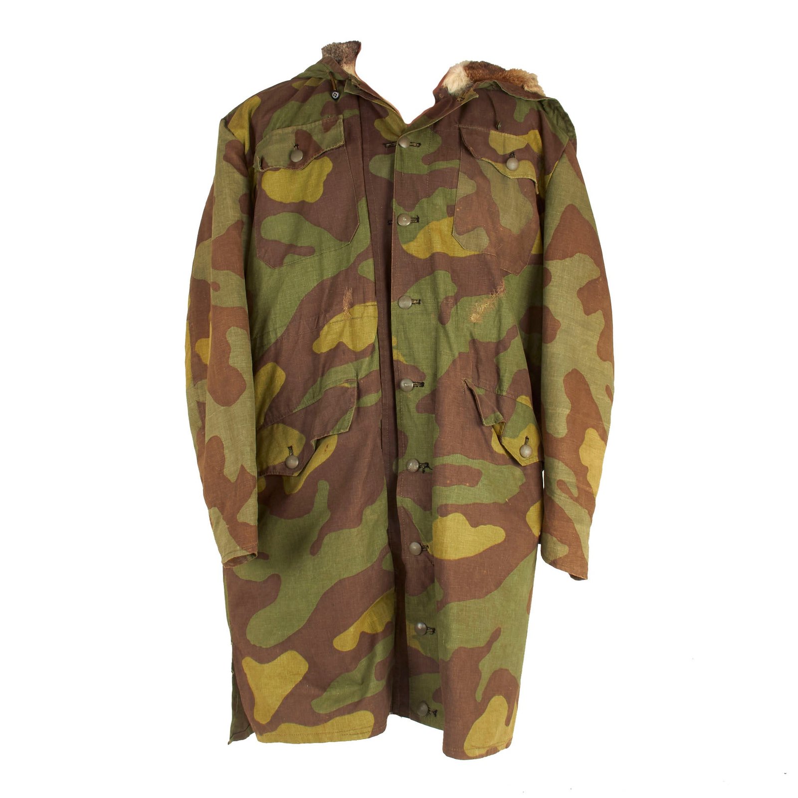 Buy Original German WWII SS Italian Camouflage M1943 "Kharkov" Winter Uniform Parka - Rabbit Fur Lined | Original Firearms Antique For Sale