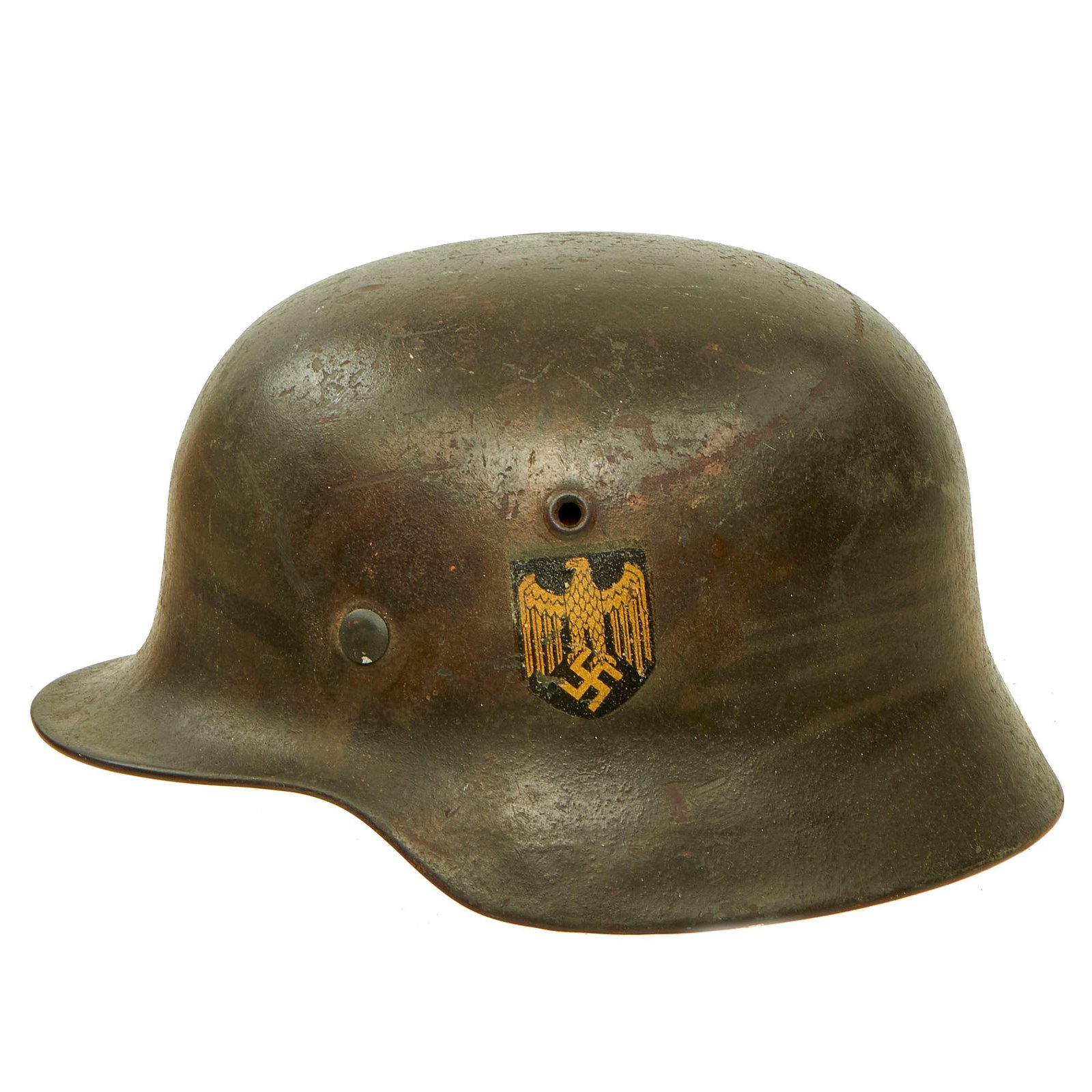 Buy Original Rare German WWII Kriegsmarine Navy M40 Single Decal Helmet with Dome Stamp & 57cm Liner - ET64 | Original Firearms Antique For Sale