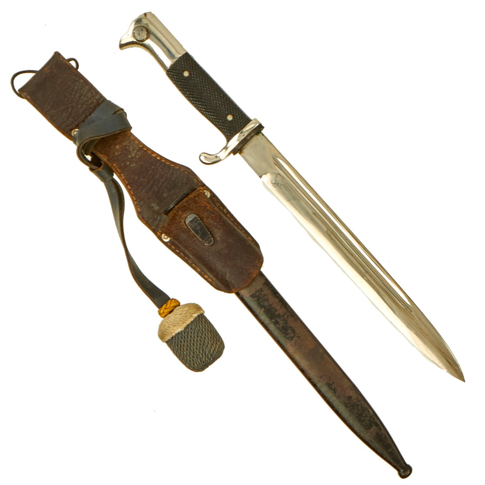 Buy Original German WWII Heer Long 98k Dress Bayonet by Lauterjung & Sohn Puma-Werk with Troddel, Scabbard & Frog | Original Firearms Antique For Sale
