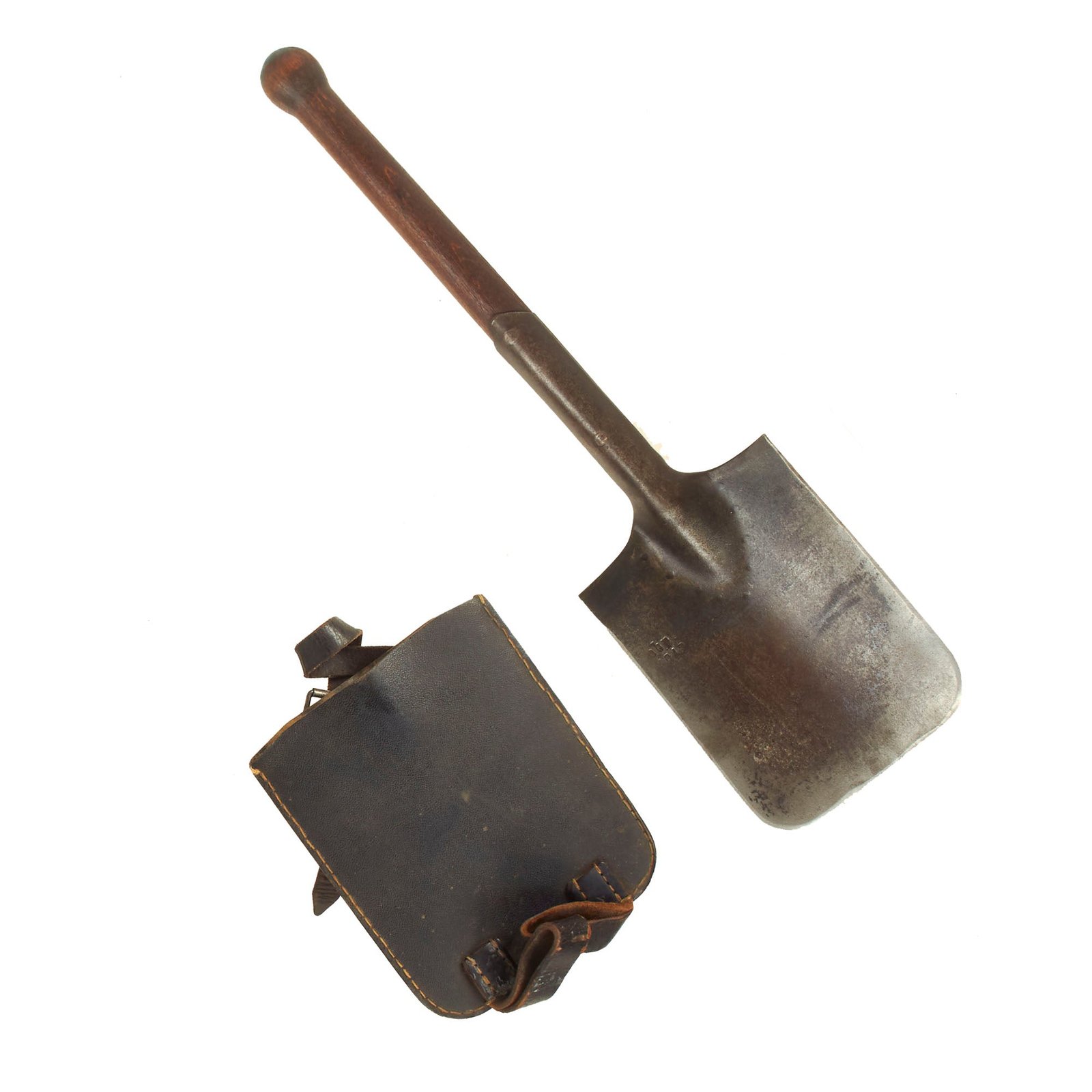 Buy Original German WWII Square Head Entrenching Tool With Carrier by Carl Krampe dated 1943 - Schanzzeug | Original Firearms Antique For Sale