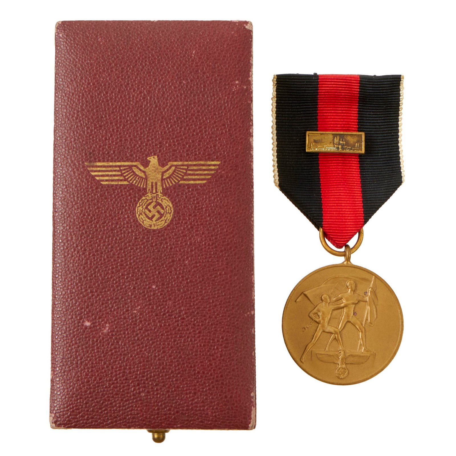 Buy Original German WWII Cased 1 October 1938 Commemorative Sudetenland Medal with Prague Castle Bar | Original Firearms Antique For Sale
