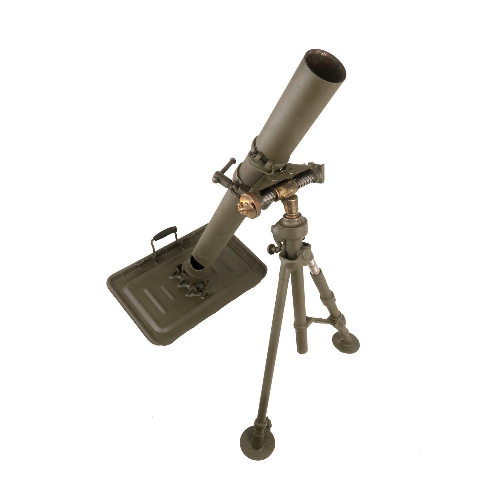 Buy Original French WWII Brandt Mle 27/31 81mm Display Mortar System with Baseplate and Bipod - Italian & Cyrillic Markings | Original Firearms Antique For Sale