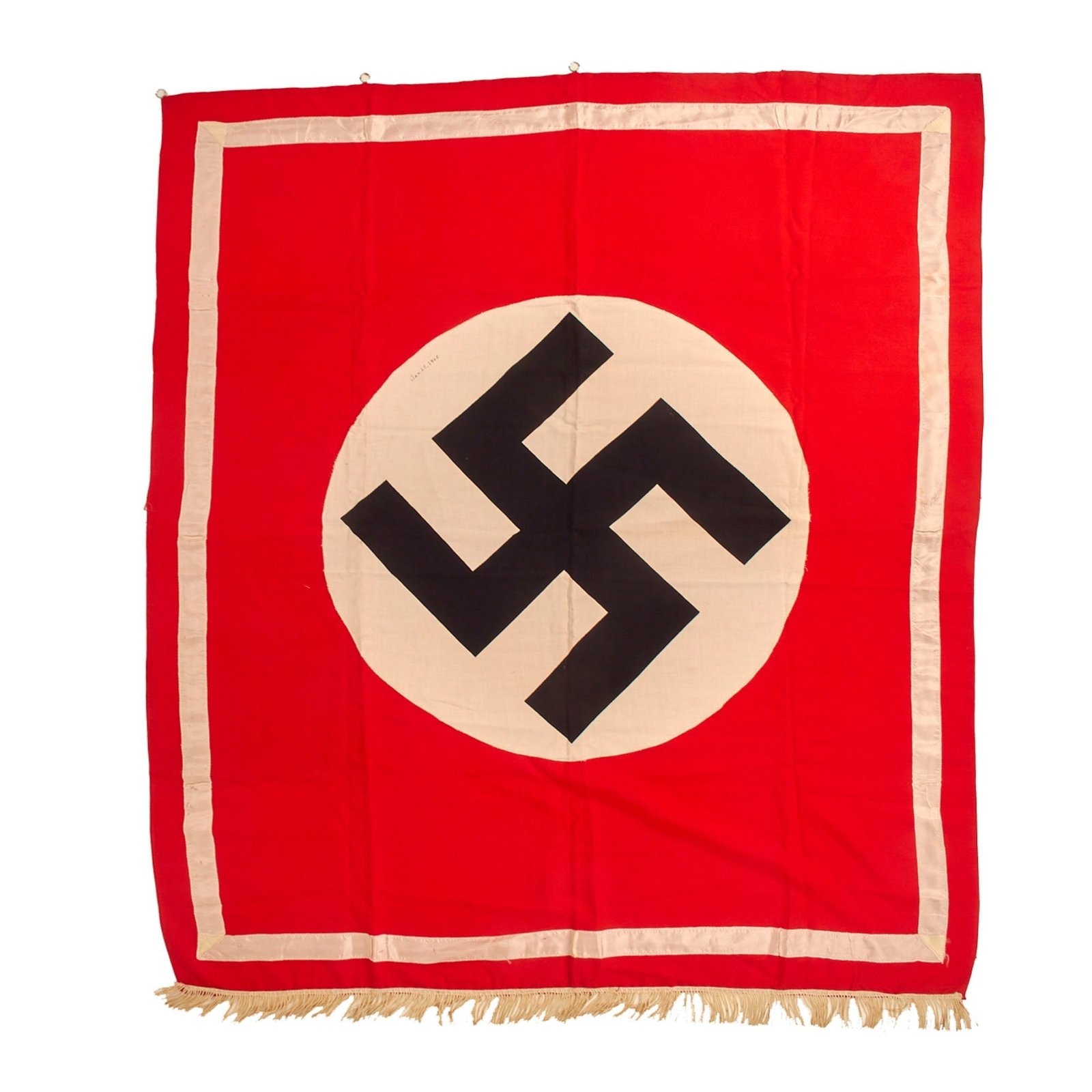 Buy Original German WWII Jan. 15, 1941 USGI Captured NSDAP National Socialist Party Fringed Podium Banner  - 47" x 56" | Original Firearms Antique For Sale