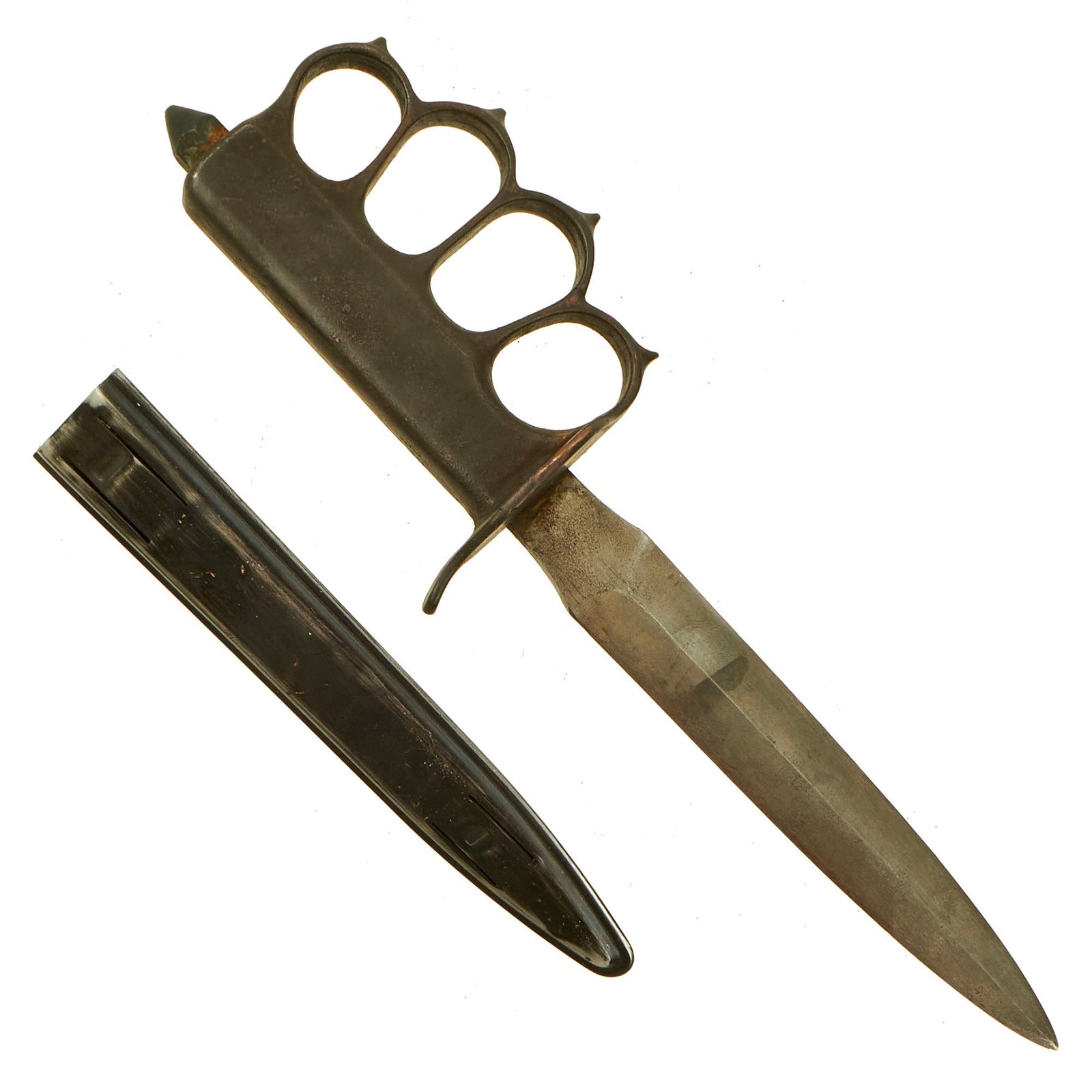 Buy Original U.S. WWI Model 1918 Mark I Trench Knife by L. F. & C. with Steel Scabbard | Original Firearms Antique For Sale