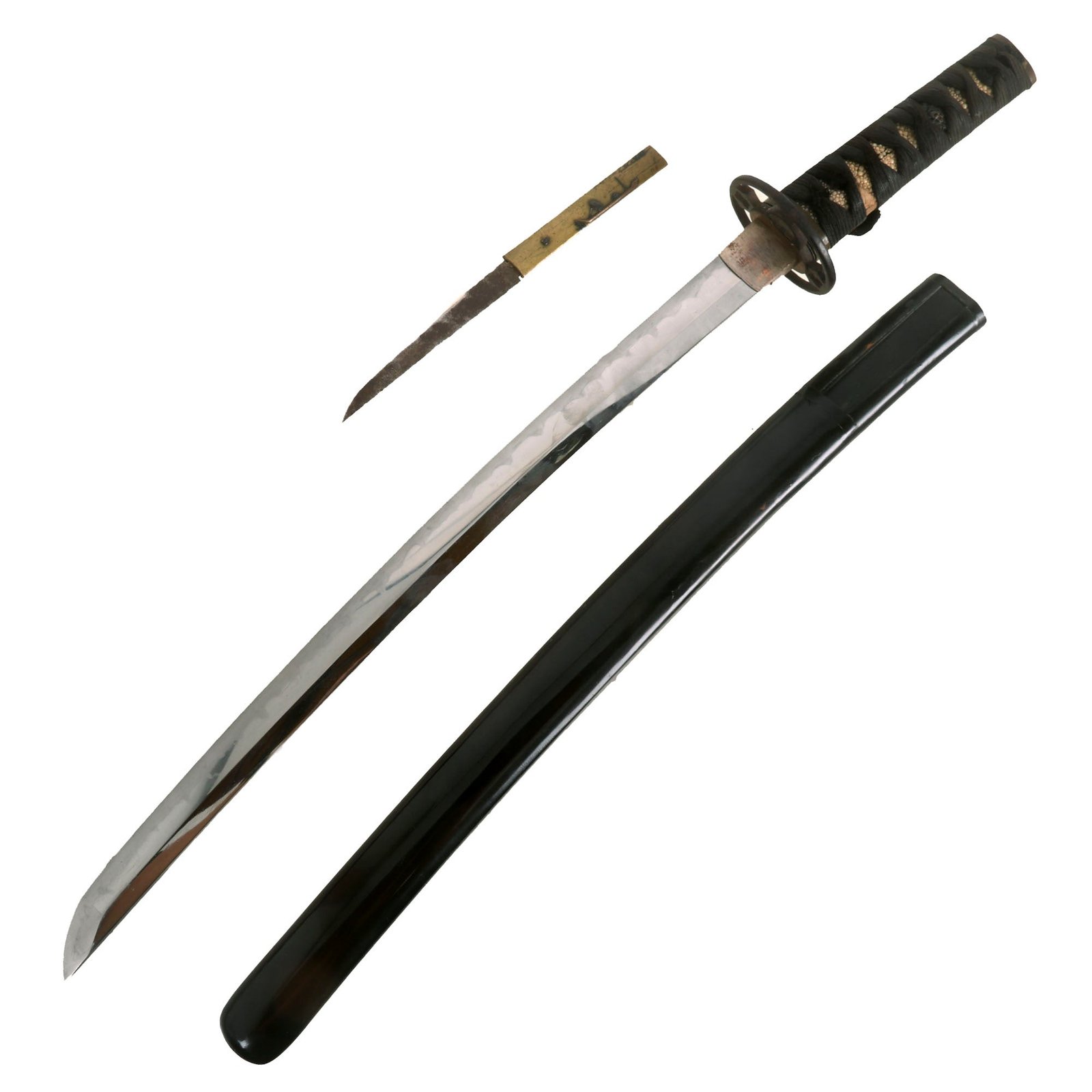 Buy Original 18th Century Edo Period Japanese Handmade Wakizashi Short Sword by NAOSADA with Kogatana Knife and Scabbard | Original Firearms Antique For Sale