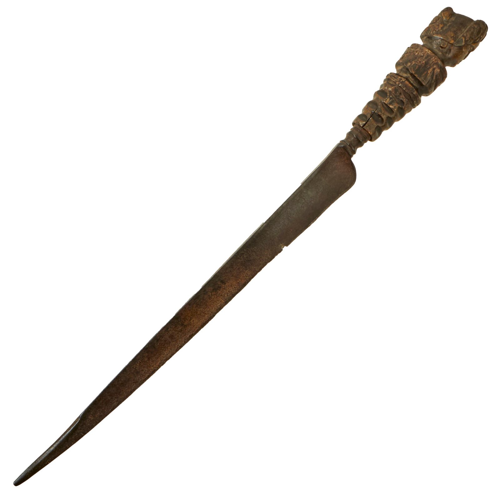 Buy Original Italian 16th Century Genoese Stiletto Knife with Horn Hilt Carved into Head of a Goddess - Circa 1540 | Original Firearms Antique For Sale