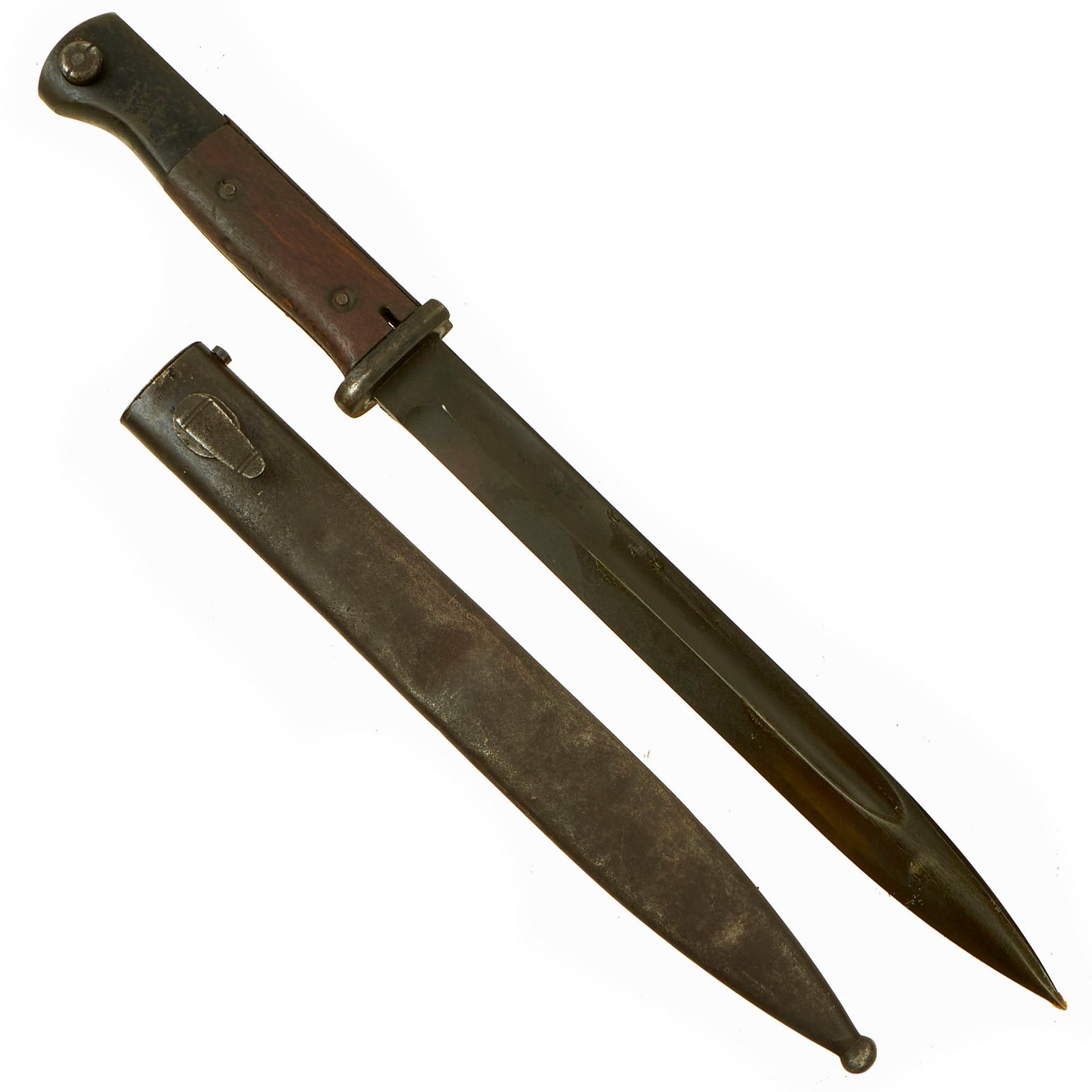 Buy Original German WWII Mauser 98k Bayonet with Scabbard - Wooden Grips - Post War Reissued | Original Firearms Antique For Sale