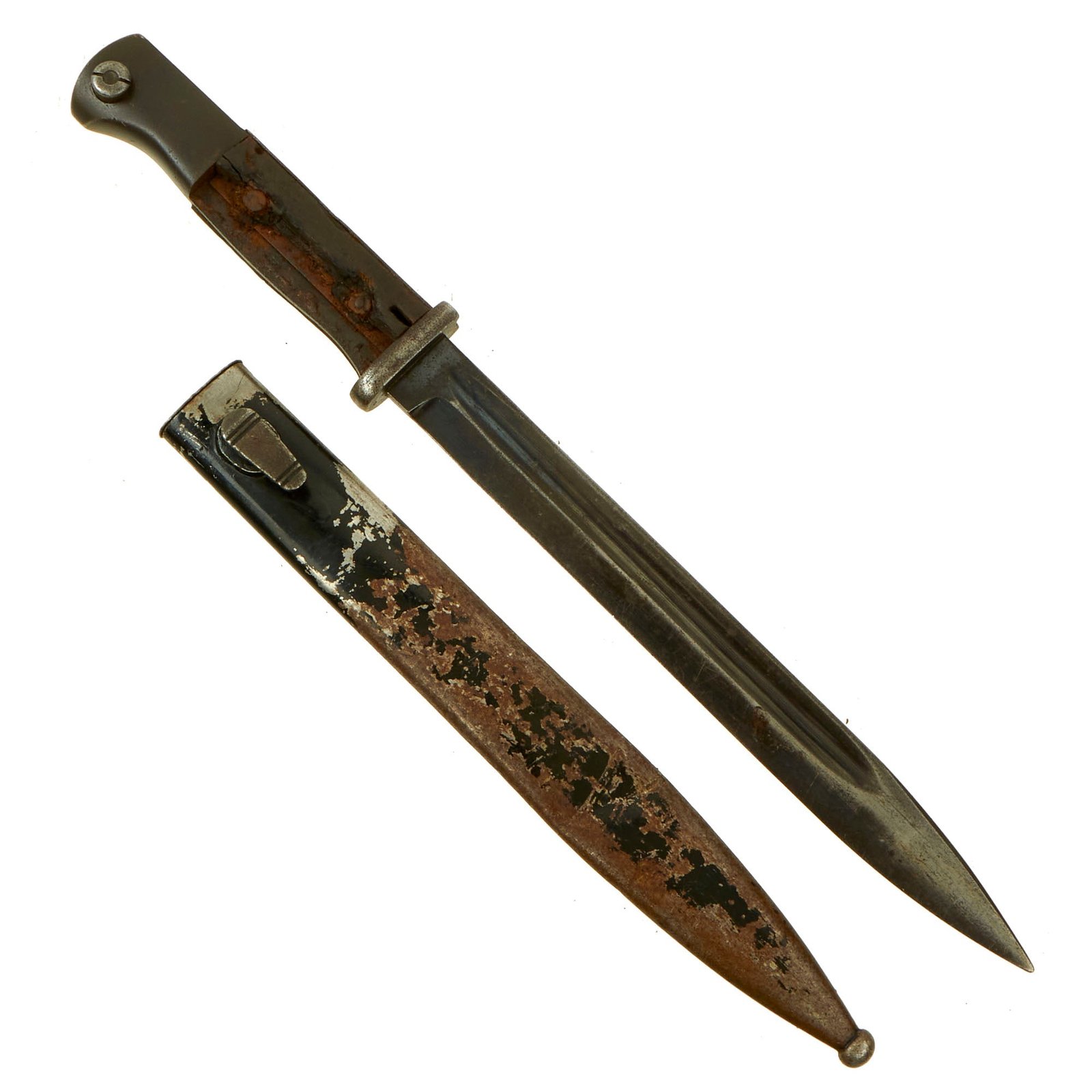 Buy Original German WWII Mauser 98k Bayonet with Scabbard - Wooden Grips - Grade 2 | Original Firearms Antique For Sale
